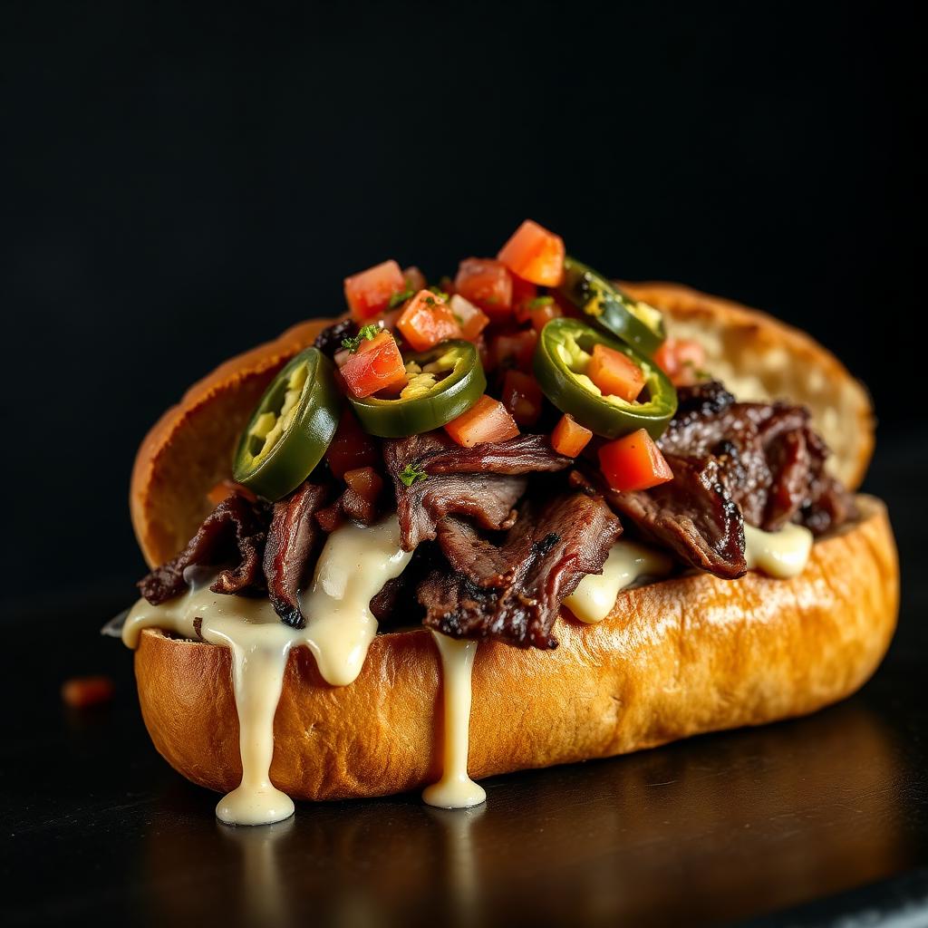 Mexican-style cheesesteak with jalapeños, pico de gallo and queso blanco